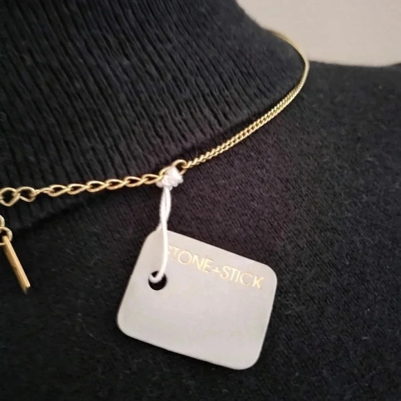 Stone+Stick Choker Style 16" Gold Tone Wood Bead Necklace NWT - Picture 3 of 5